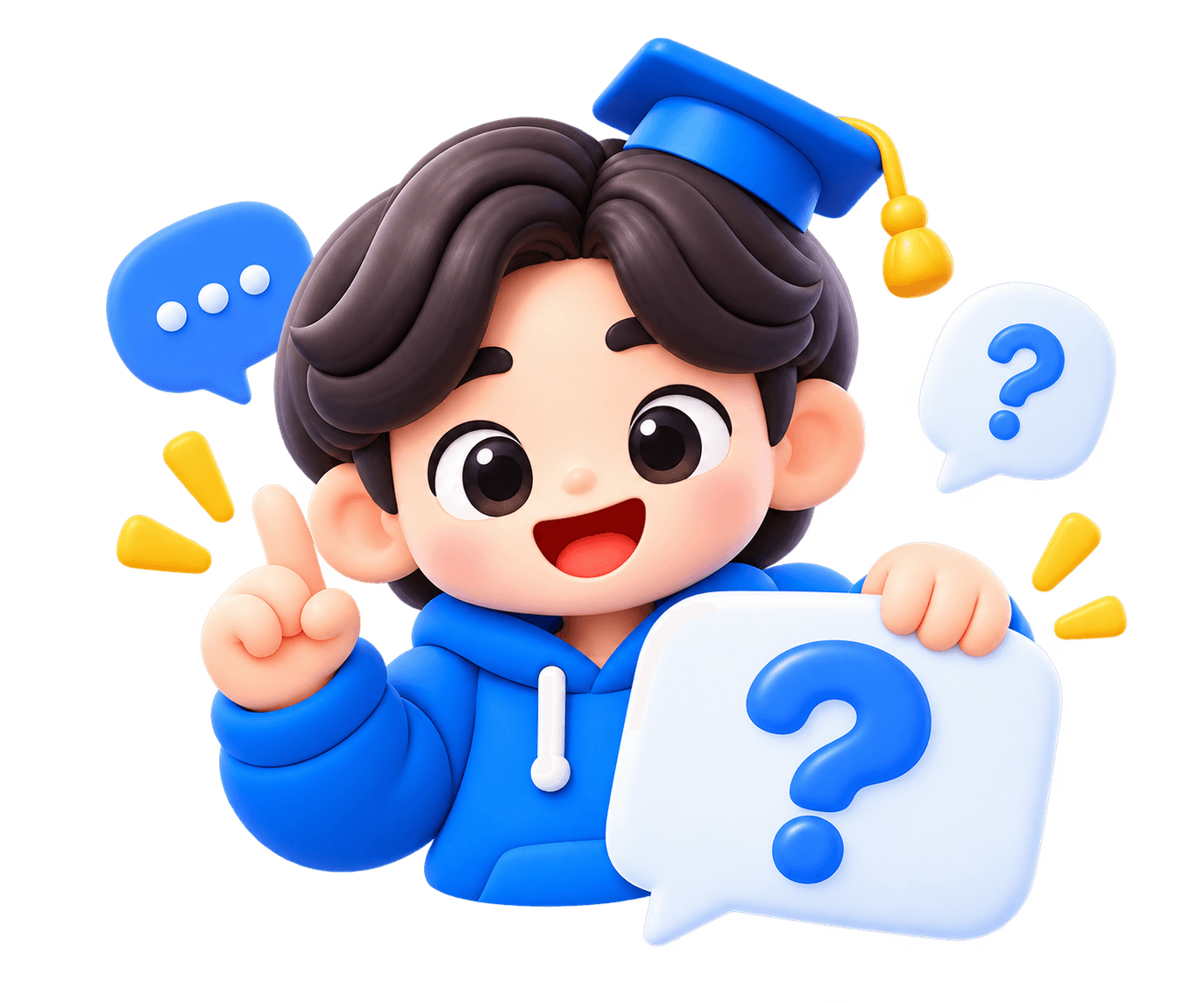 Korean Tutor mascot ready to answer questions